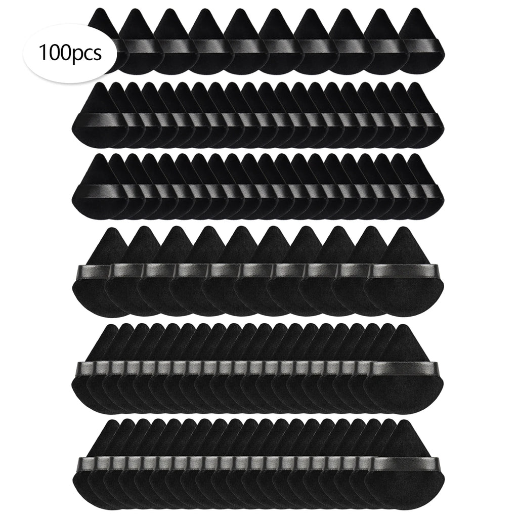 50 Pcs Large Triangular Powder Puff + 50 Pcs Mini Triangular Powder Puff, Makeup Set, Ensuring Even Makeup Application.