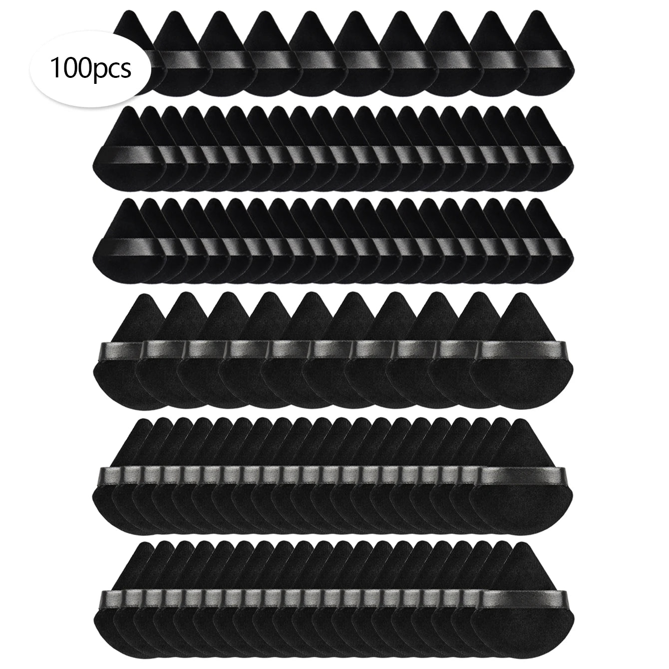 50 Pcs Large Triangular Powder Puff + 50 Pcs Mini Triangular Powder Puff, Makeup Set, Ensuring Even Makeup Application.