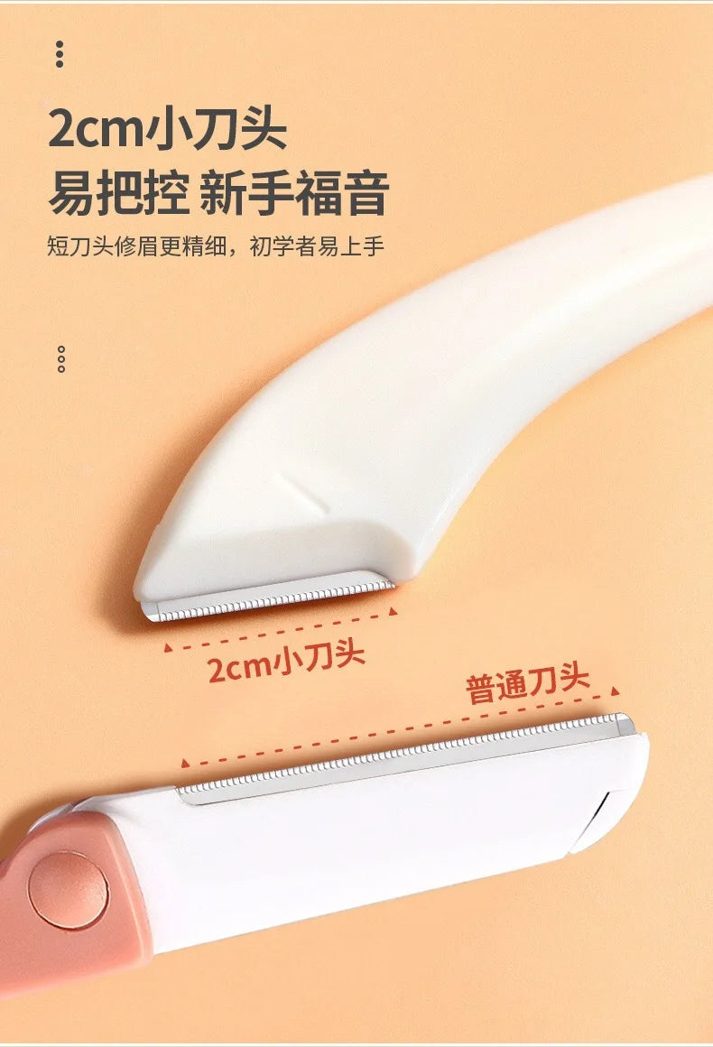 Pink eyebrow trimming scissors with built-in comb - stainless steel, precise grooming tool, creating perfect eyebrows