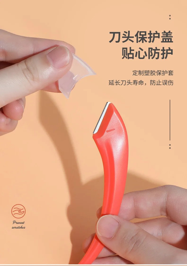 Pink eyebrow trimming scissors with built-in comb - stainless steel, precise grooming tool, creating perfect eyebrows