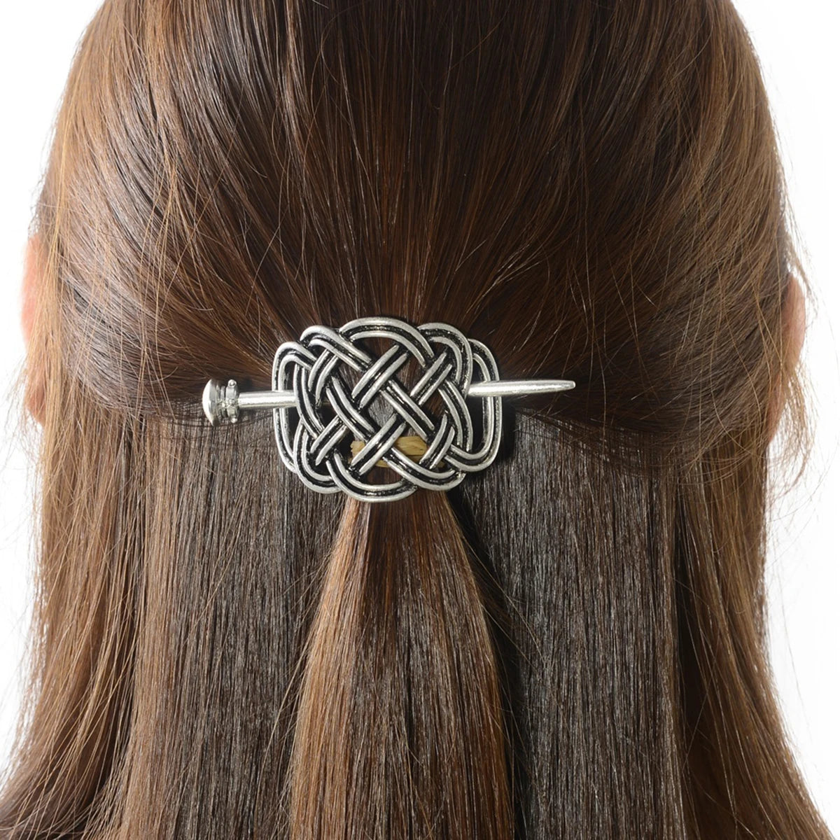 Viking Celtic Hair Clips Vintage Celtic Knot Hairpins Retro Silver Alloy Hair Sticks Viking Metal Celtic Hair Barrette Jewelry