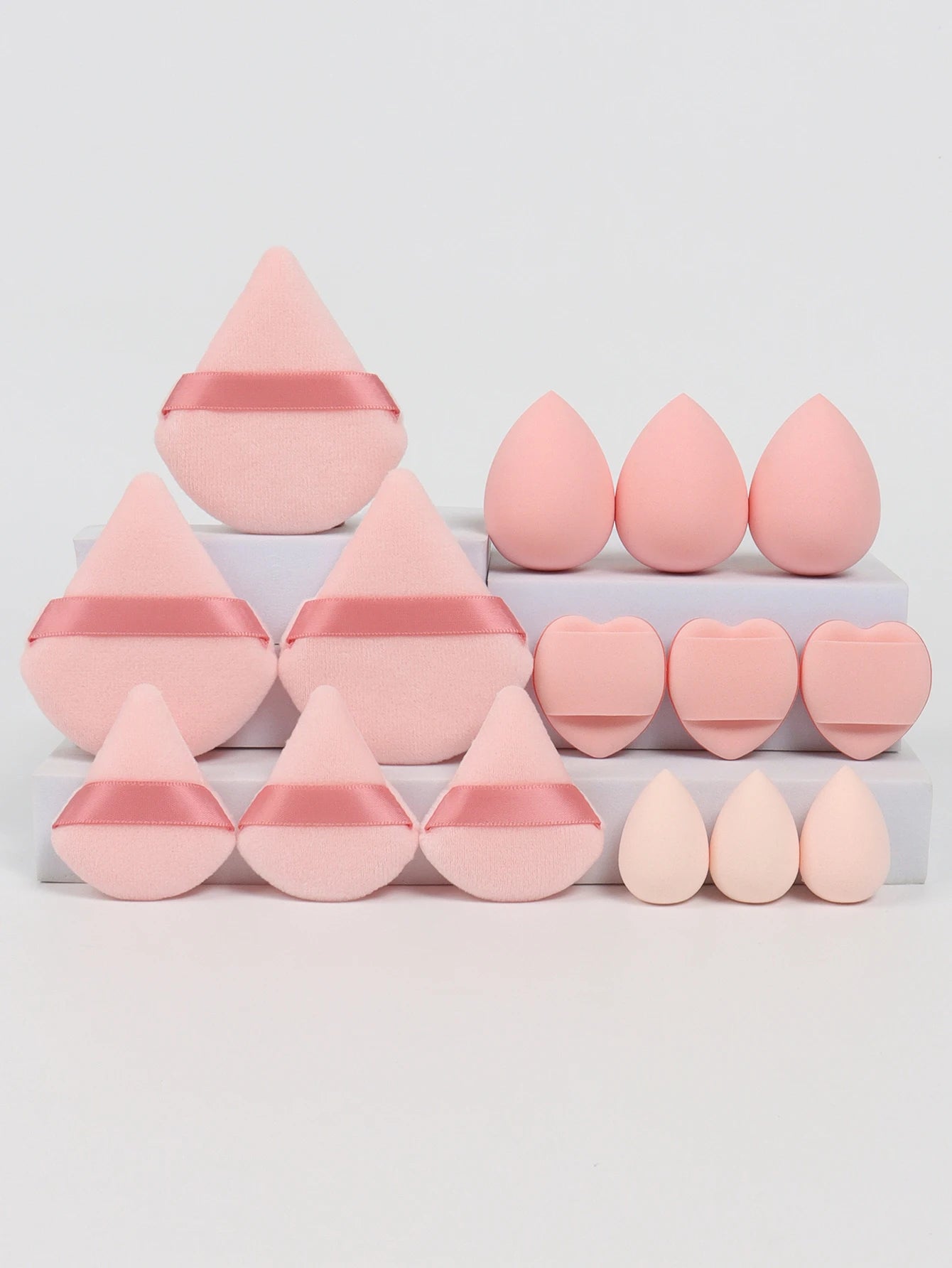 Multi Effect 15 Piece Set 3 Loose Powder Puffs&3 Mini Loose Powder Puffs&3 Medium-Sized Eggs&3 Mini Eggs&3 Air Cushions. Founda