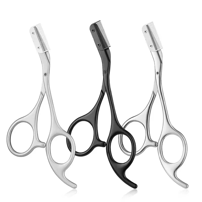 1PCS Eyebrow Trimmer Scissor New Stainless Steel Eyebrow Scissors with Comb,Portable Non Slip Professional Eyebrow Trimmer