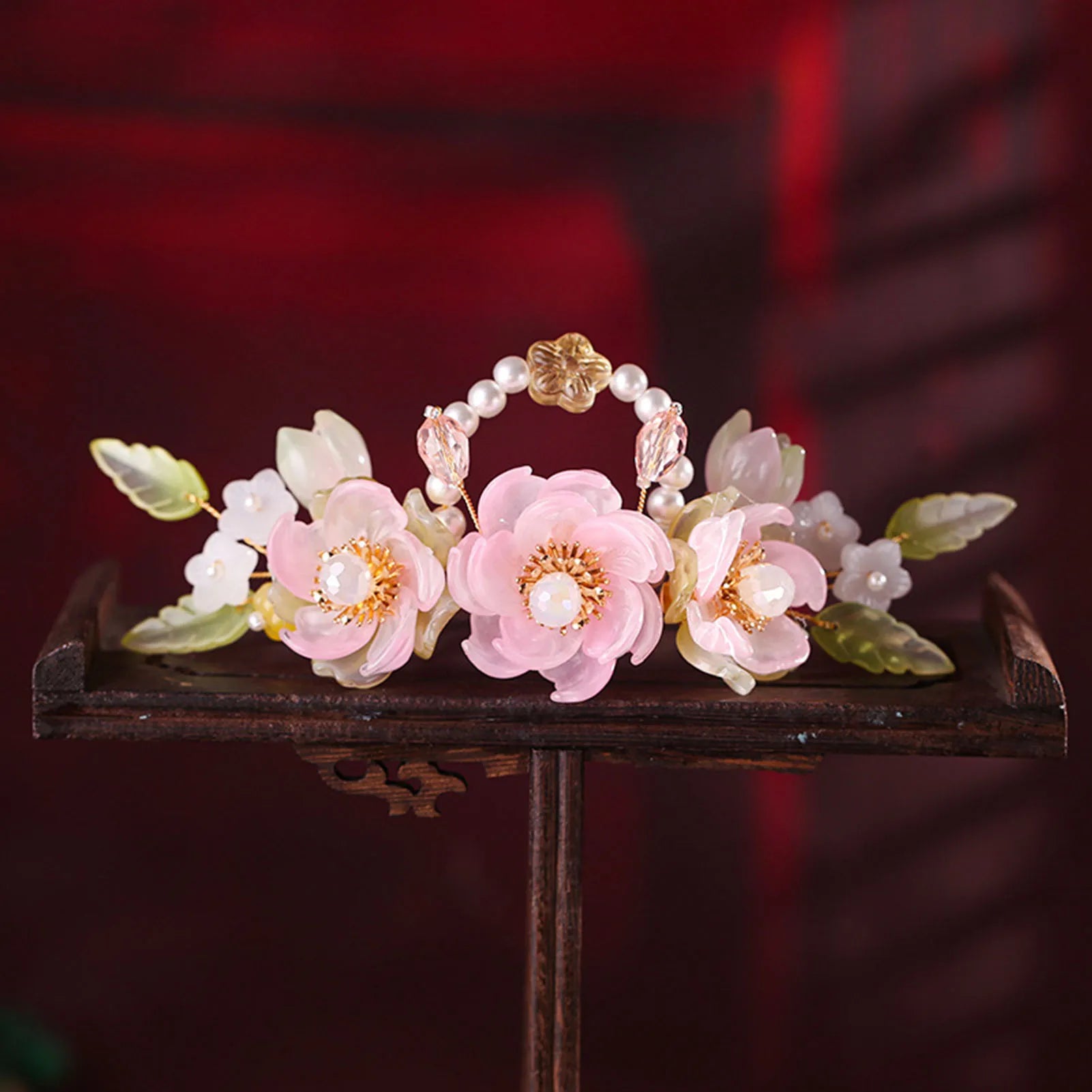 Chinese Flower Hairpin Long Tassel Step Shake Vintage Pearl Hair Clips Ancient Wedding Hair Accessories Retro Hanfu Jewelry Sets