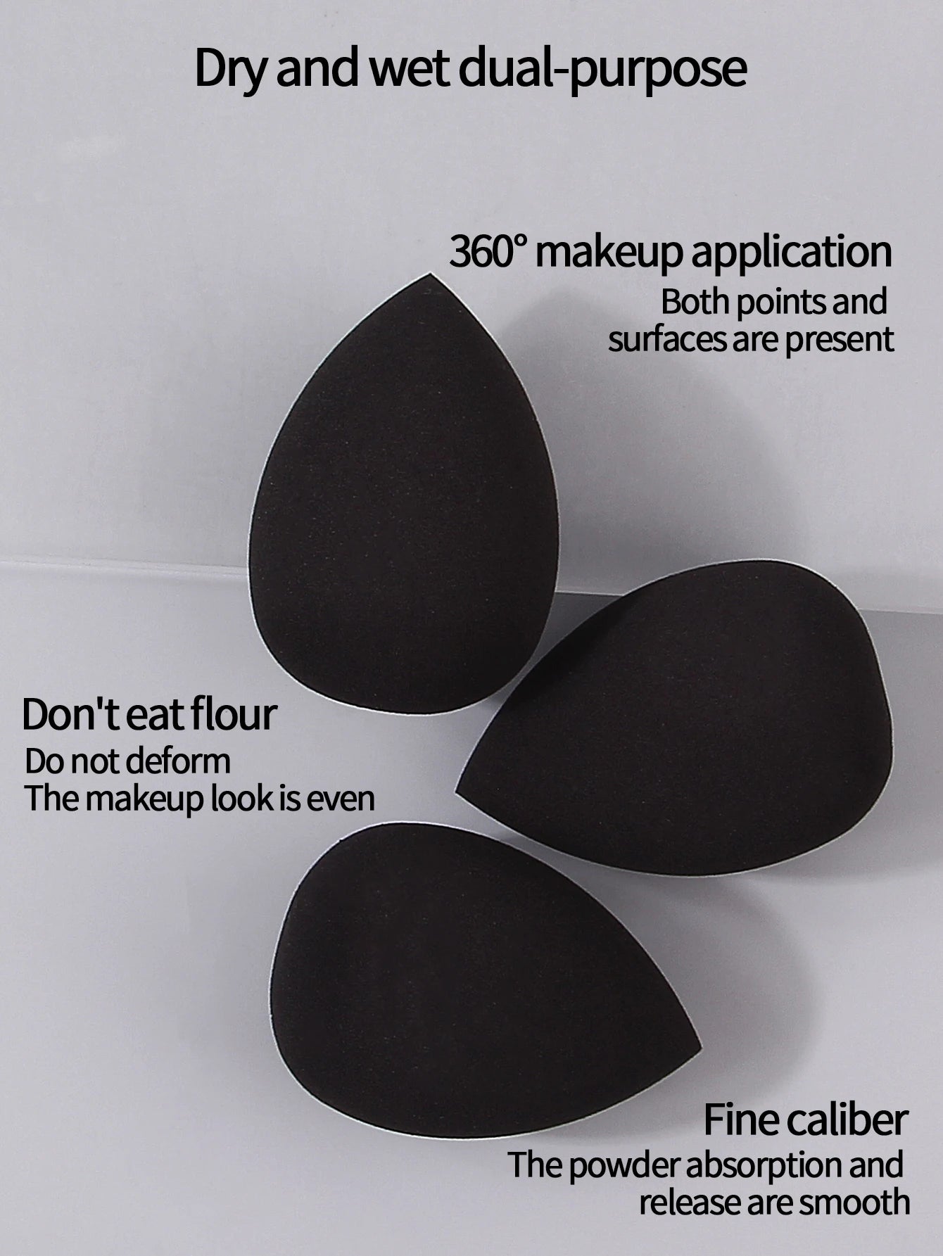 12pieces black beauty egg Makeup sponge egg Dry and wet dual-purpose makeup egg Portable beginner makeup powder puff set