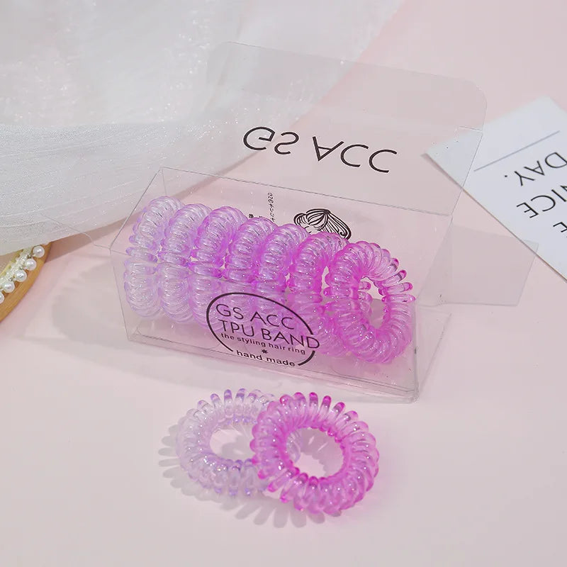 9 Pcs/Box Telephone Wire Elastic Hair Bands Transparent Rubber Bands Spiral Hair Ties Accessories for Women Girls Kids