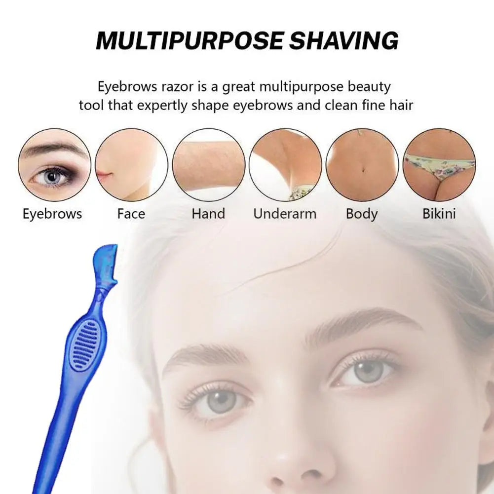 Eyebrow Razor Blade Comb Mini Portable Eyebrow Shaver Multipurpose Face Razors Stainless Steel Beauty Makeup Tool for Women Men