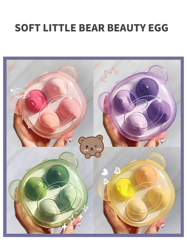4Pcs Makeup Sponge Powder Puff Dry and Wet Combined Beauty Cosmetic Ball Powder Puff Bevel Cut Make Up Sponge Foundation Tools