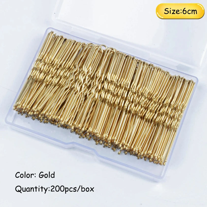 50-200PCS 6cm Basic U Shaped Gold Plated Metal Hairpin Invisible Hair Styling Bobby Pin Salon Hair Accessories Wedding Hair Grip