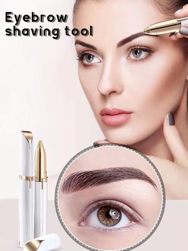 1PC Automatic Electric Eyebrow Trimmer for Beginners Nose Hair Shaver Brush Scraper with Battery （Self provided battery））