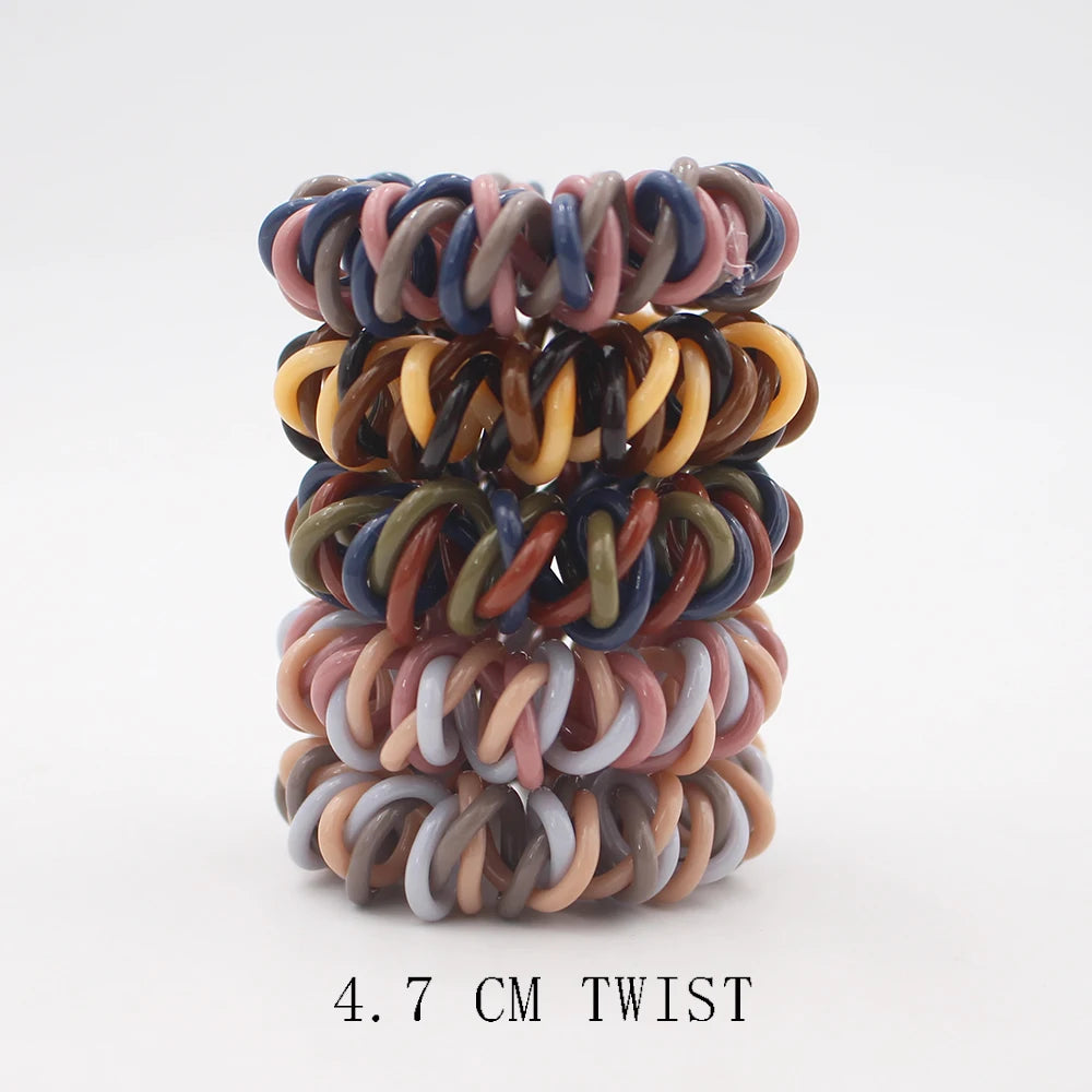 5Pcs/set New Fashion Matt Solid Telephone Wire Elastic Hair Band Frosted Spiral Cord Rubber Band Hair Tie Stretch Head Band Gum