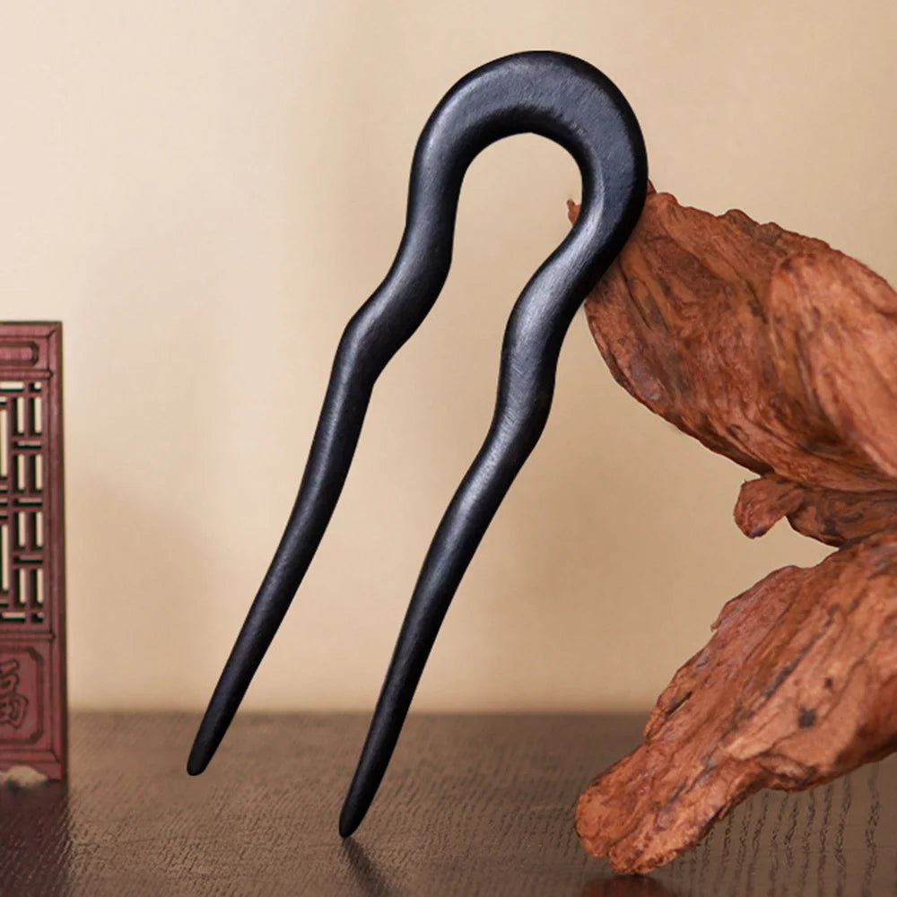 Handmade Wood Hair Pins and Clips Chinese Wooden Hair Sticks Forks U Shaped Hairpins Clips Retro Fashion Hairclips Headwear