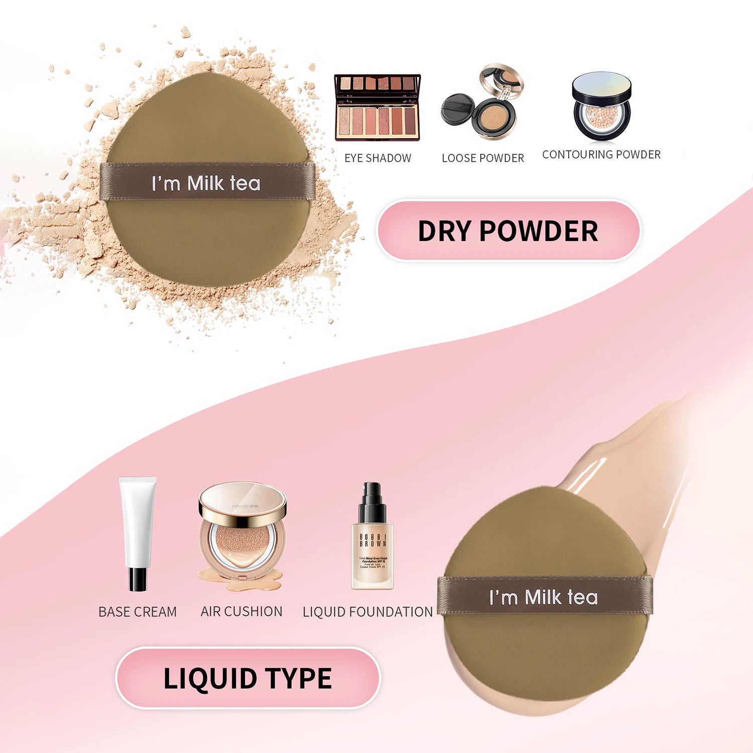 Boxed Dustproof Air Cushion Powder Puff Dry And Wet Dual-Use Makeup Circular Droplet Shaped Sponge Powder Puff Beauty Tool