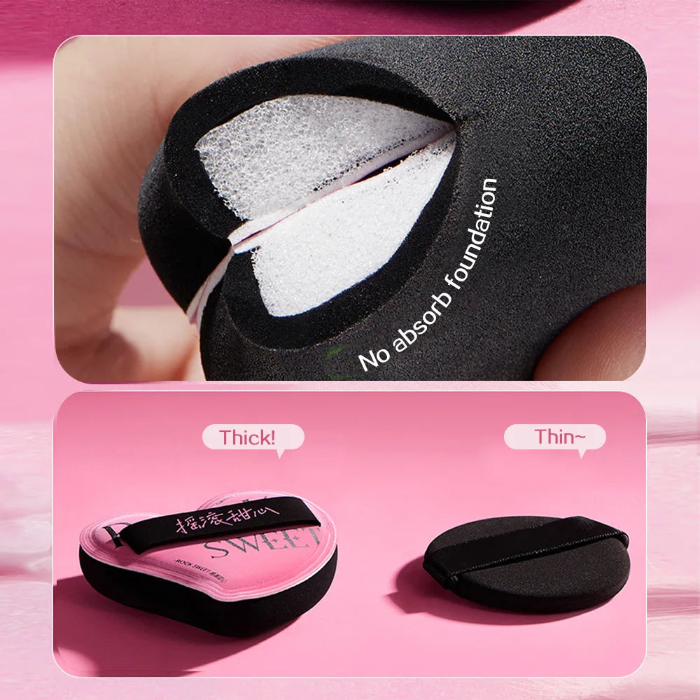 ROCK SWEET Cotton Candy Heart-shaped Pink Soft Makeup Soft Wet And Dry Dual-use Liquid Foundation Powder Puff