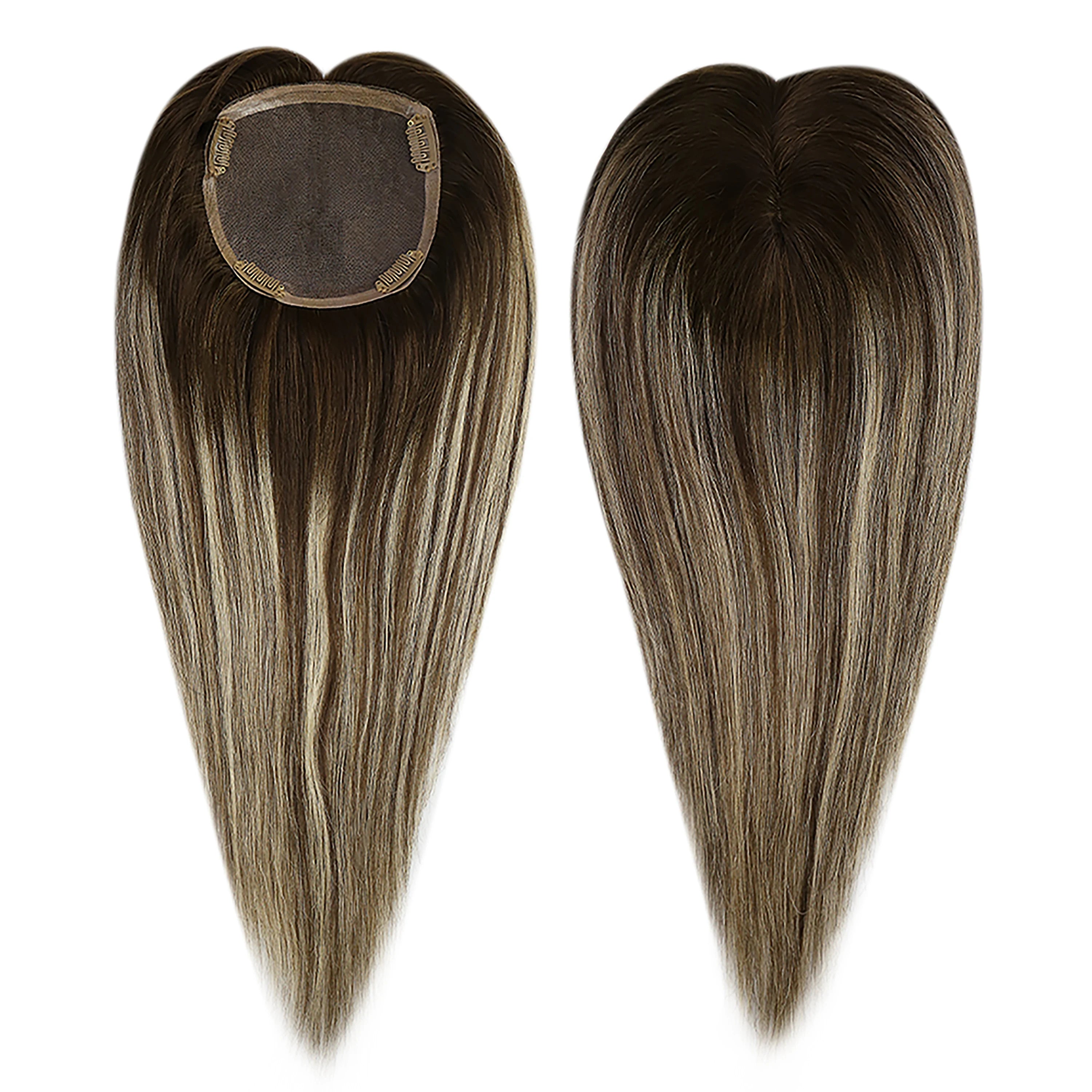 Full Shine Hair Topper Ombre 13*13cm Machine Naturally Comfortable Piece With Clips 100% Breathable Mono Base For Woman