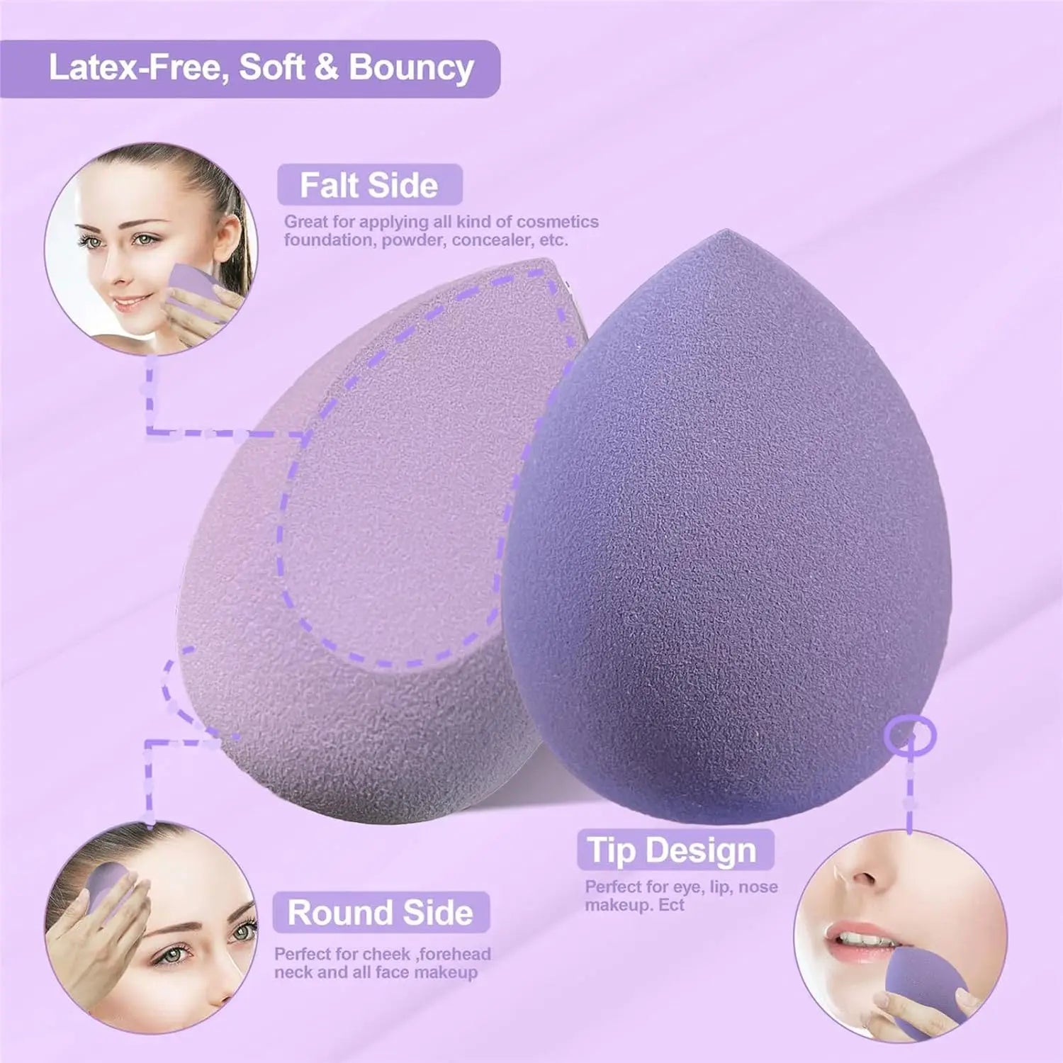 Makeup Sponge Set Blender Sponges 14/16Pcs for Liquid Cream, and Powder Latex Free Makeup Sponges Multi-colored Sponges