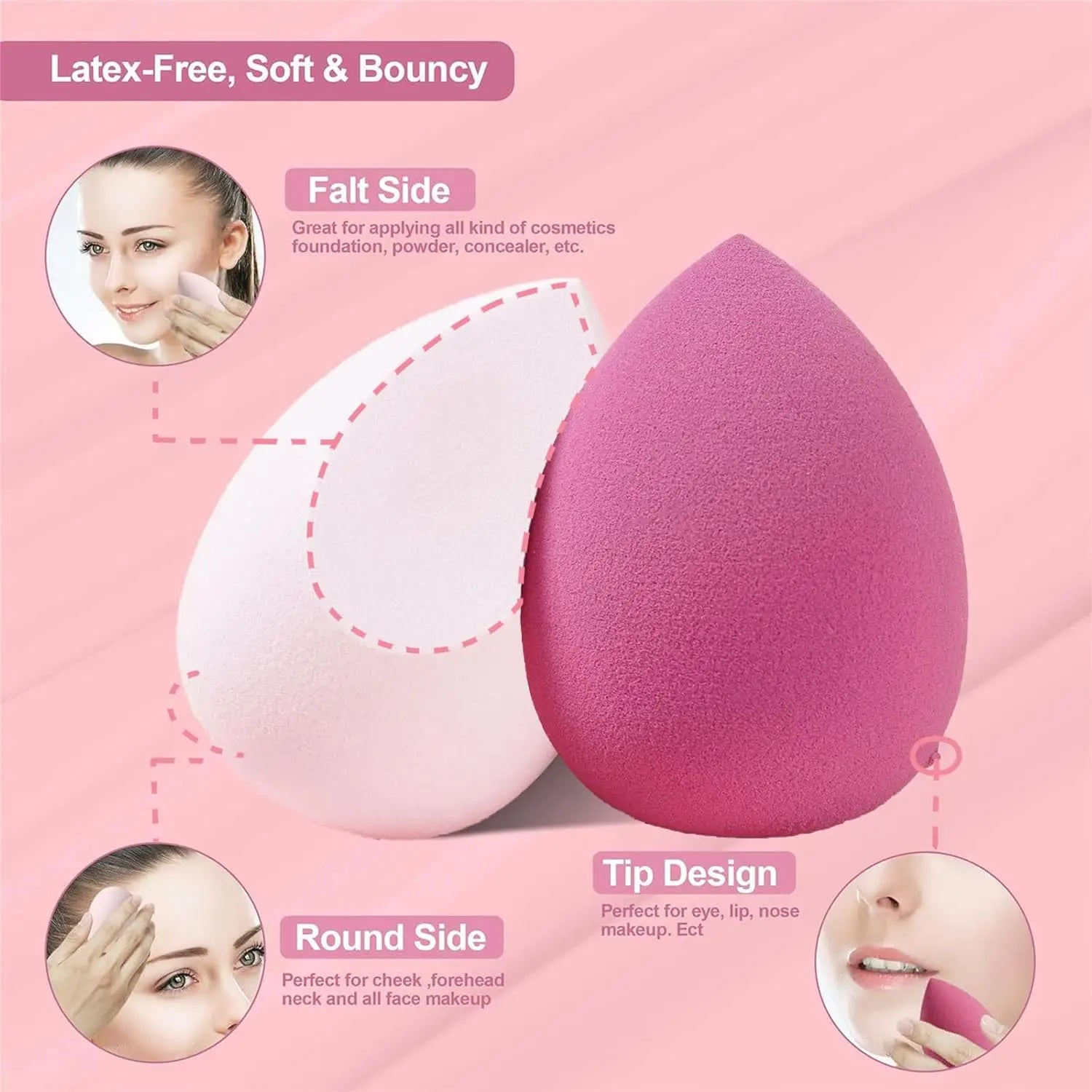 Makeup Sponge Set Blender Sponges 14/16Pcs for Liquid Cream, and Powder Latex Free Makeup Sponges Multi-colored Sponges