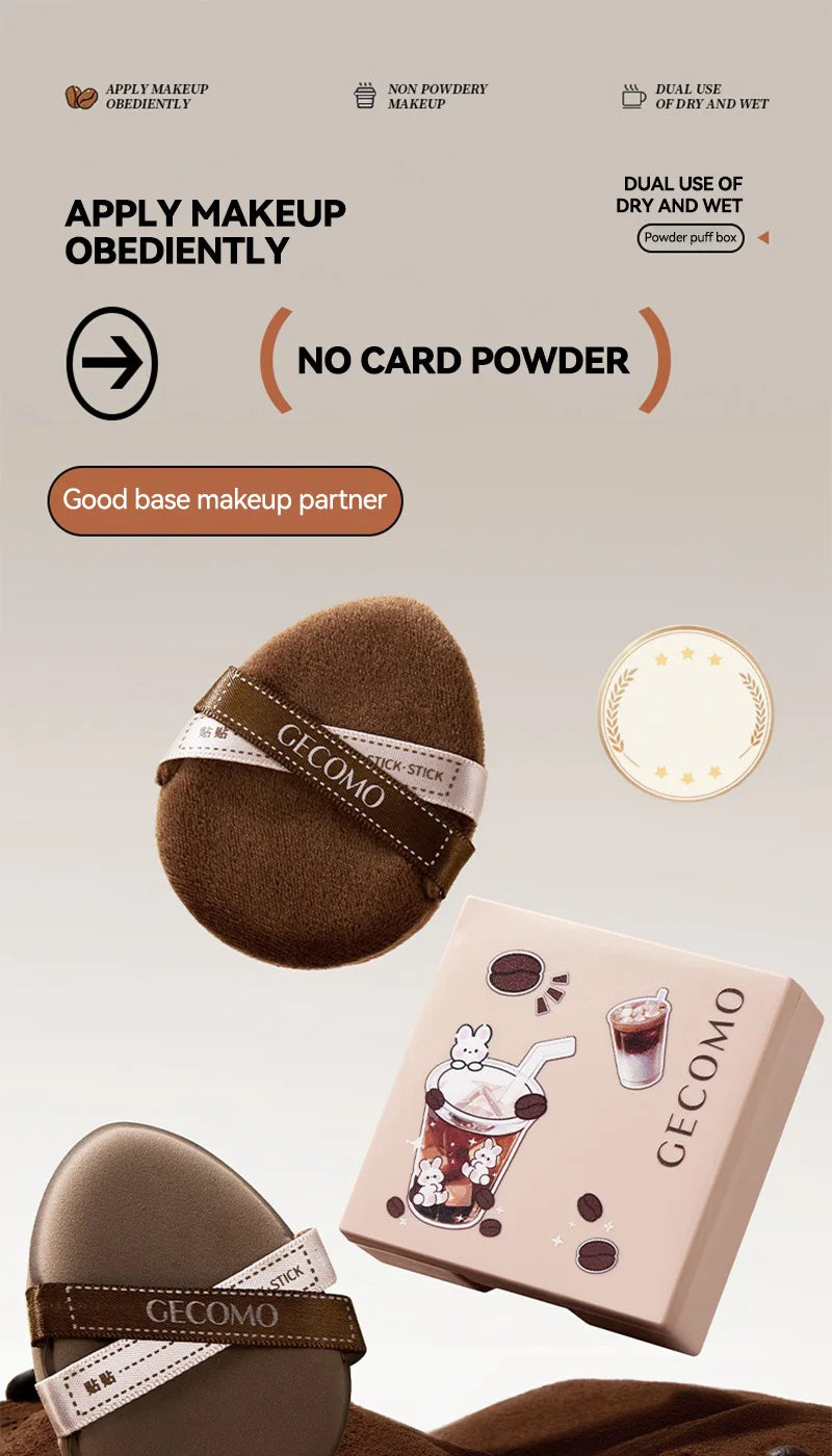 GECOMO Iced Americano Duo Star Powder Puff Set — Dual-Use (Dry & Wet), Ultra-Soft and Skin-Friendly, Ideal for Flawless Applicat