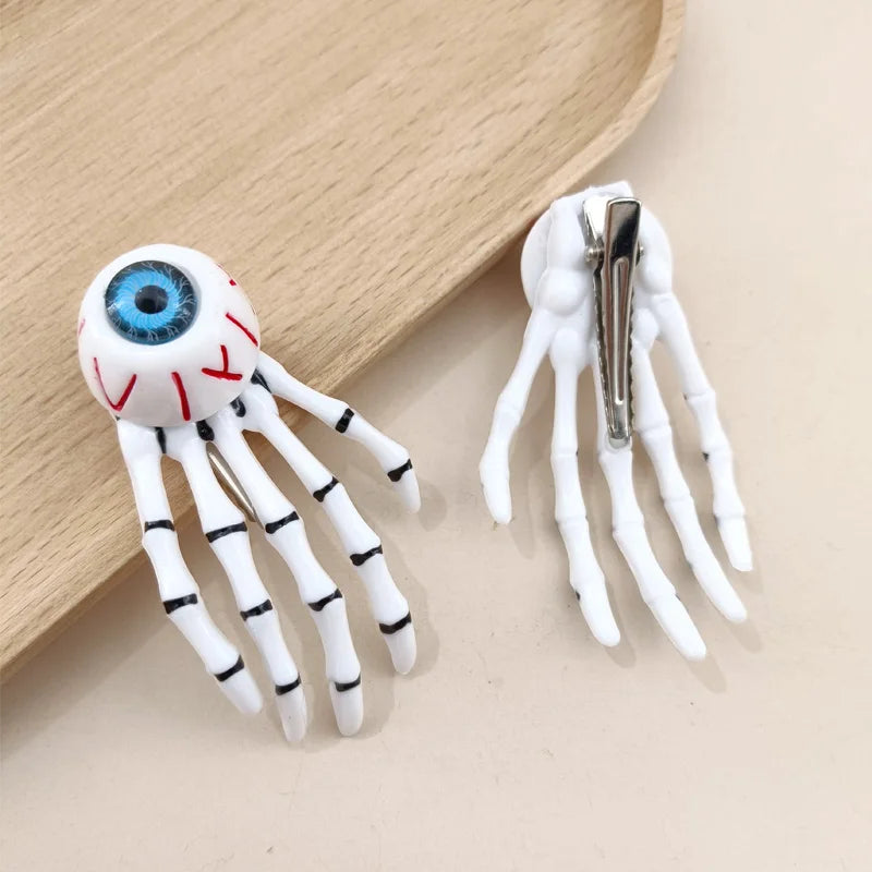 1/2Pcs New Creative Skull Hand Bone Hairpin Gripper Ghost Skeleton Hair Clips Hairclips Bone Claw Hair Accessories Gift Hairclip