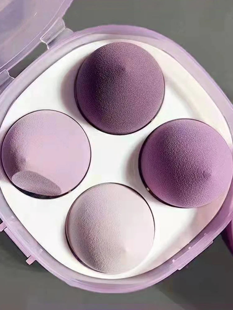 4Pcs Makeup Sponge Powder Puff Dry and Wet Combined Beauty Cosmetic Ball Powder Puff Bevel Cut Make Up Sponge Foundation Tools