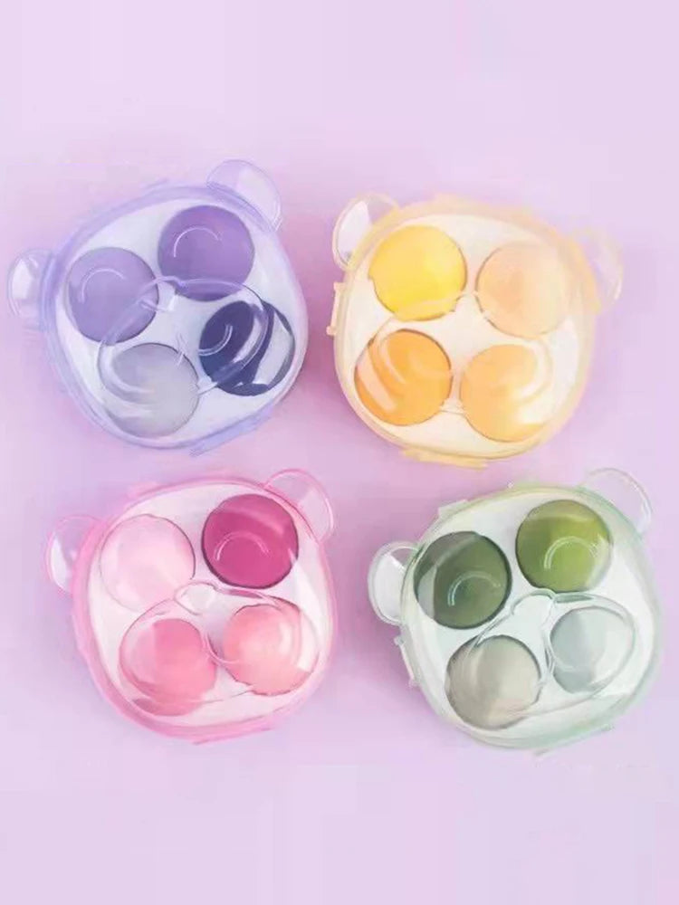 4Pcs Makeup Sponge Powder Puff Dry and Wet Combined Beauty Cosmetic Ball Powder Puff Bevel Cut Make Up Sponge Foundation Tools