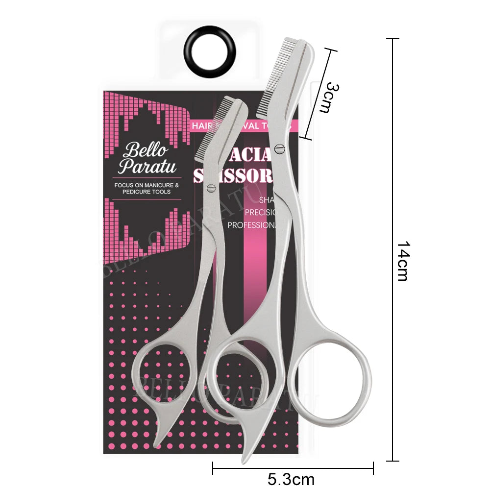 1Pcs Eyebrow Trimming Scissors with Combs Professional Eyebrow Trimmer Stainless Steel Grooming Eyebrow Shaping Scissors Tools