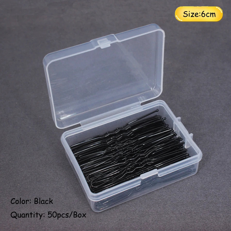 50-200PCS 6cm Basic U Shaped Gold Plated Metal Hairpin Invisible Hair Styling Bobby Pin Salon Hair Accessories Wedding Hair Grip