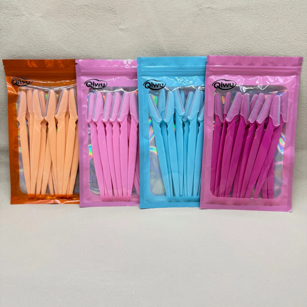 QI WU 12Pcs Eyebrow Trimmer Face Blade Shaver Portable Eye Brow Epilation Hair Removal Safety Eyebrow Cutting Woman Makeup Tools