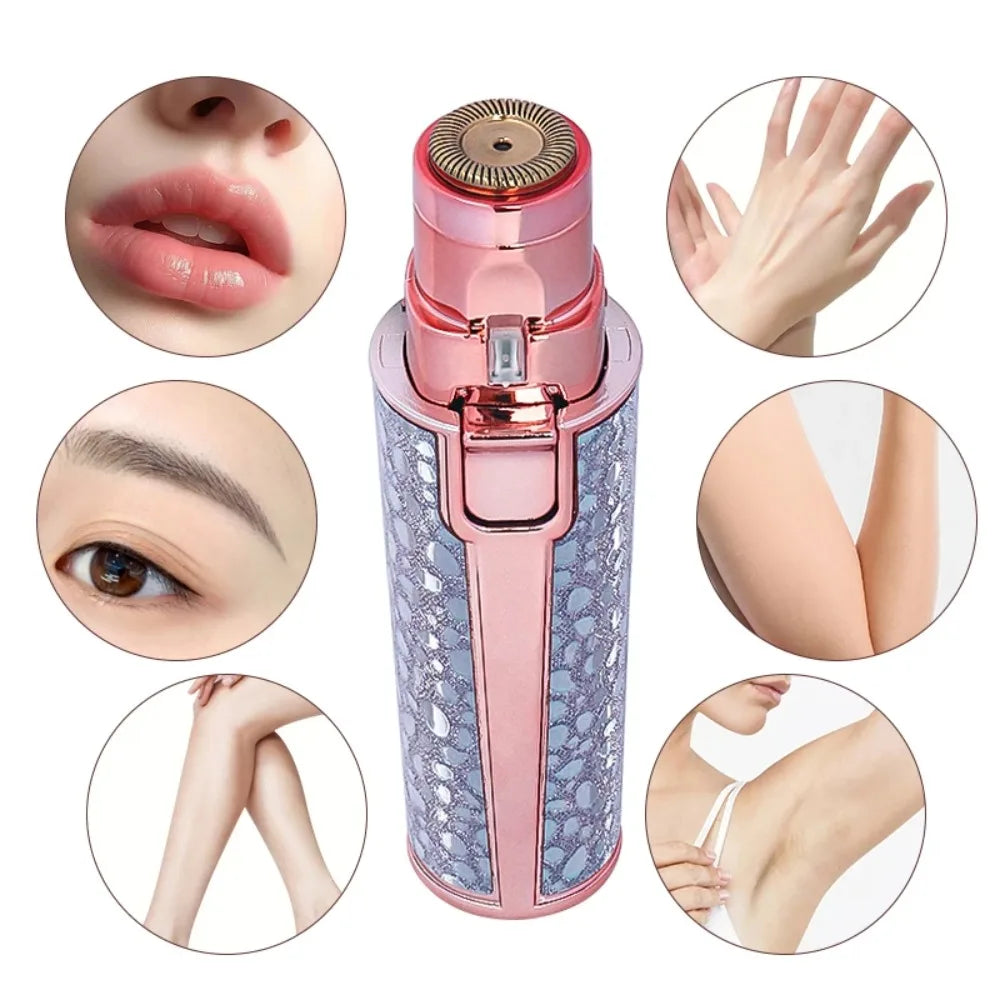 2 In1 Electric Eyebrow Trimmer for Women Rechargeable Facial Hair Removal and Eyebrow Shaver Painless Face Razor Body Epilator