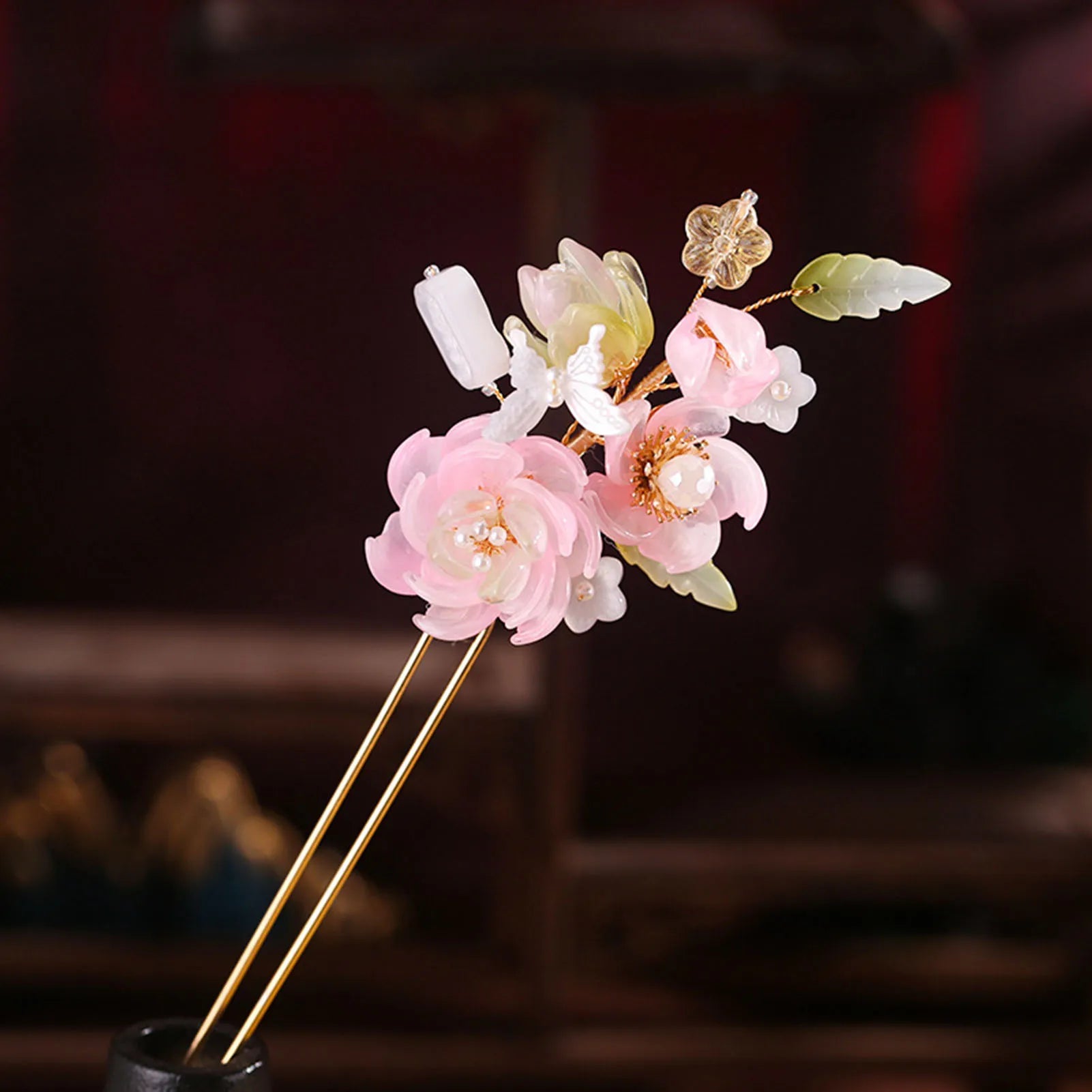 Chinese Flower Hairpin Long Tassel Step Shake Vintage Pearl Hair Clips Ancient Wedding Hair Accessories Retro Hanfu Jewelry Sets