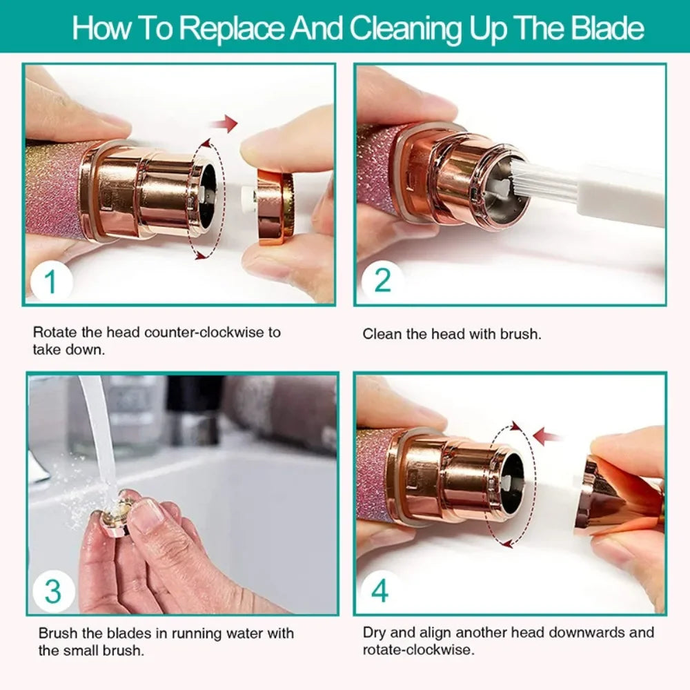 Electric Eyebrow Trimmer for Women 2 In1 Rechargeable Facial Hair Removal and Eyebrow Shaver Painless Face Razor Body Epilator