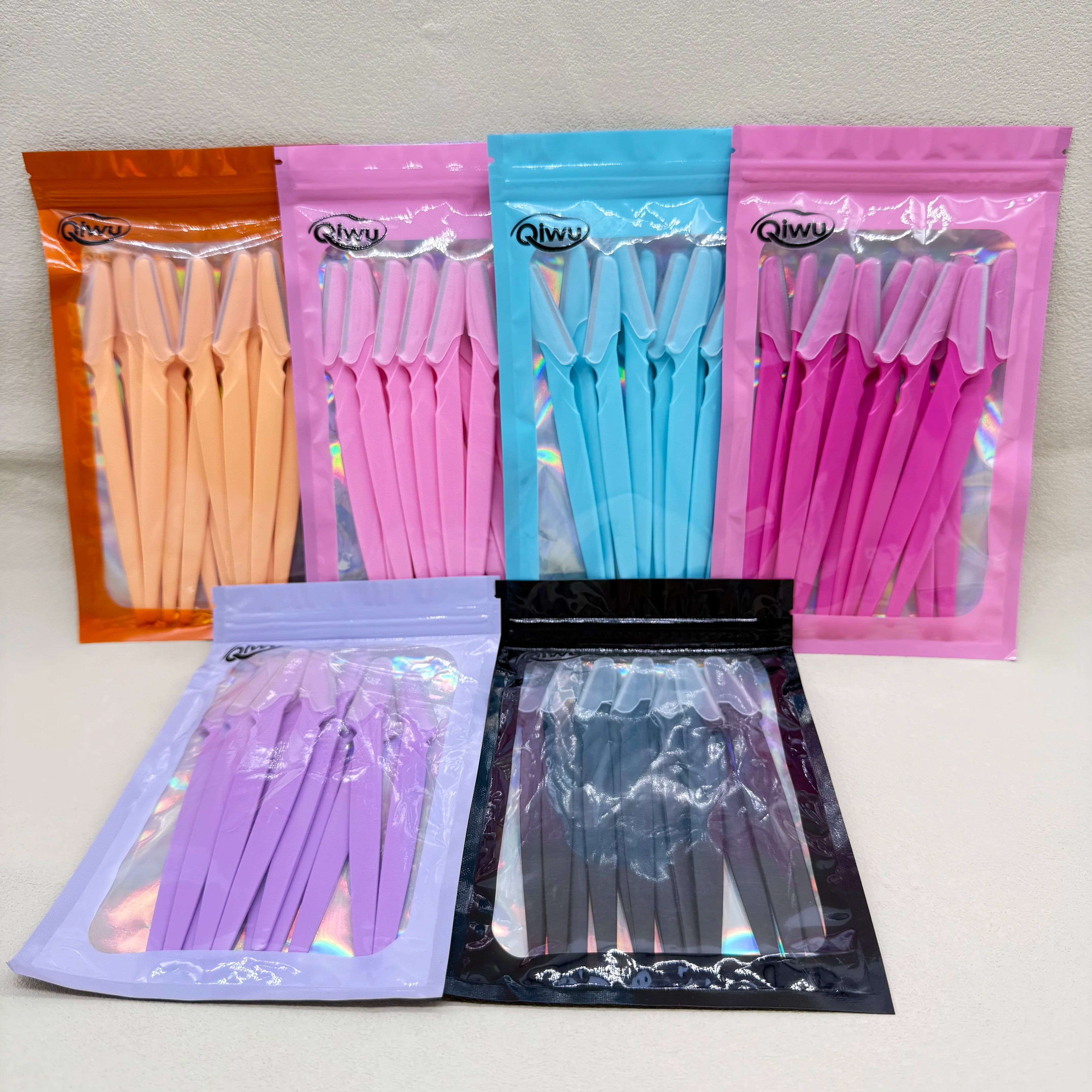 QI WU 12Pcs Eyebrow Trimmer Face Blade Shaver Portable Eye Brow Epilation Hair Removal Safety Eyebrow Cutting Woman Makeup Tools