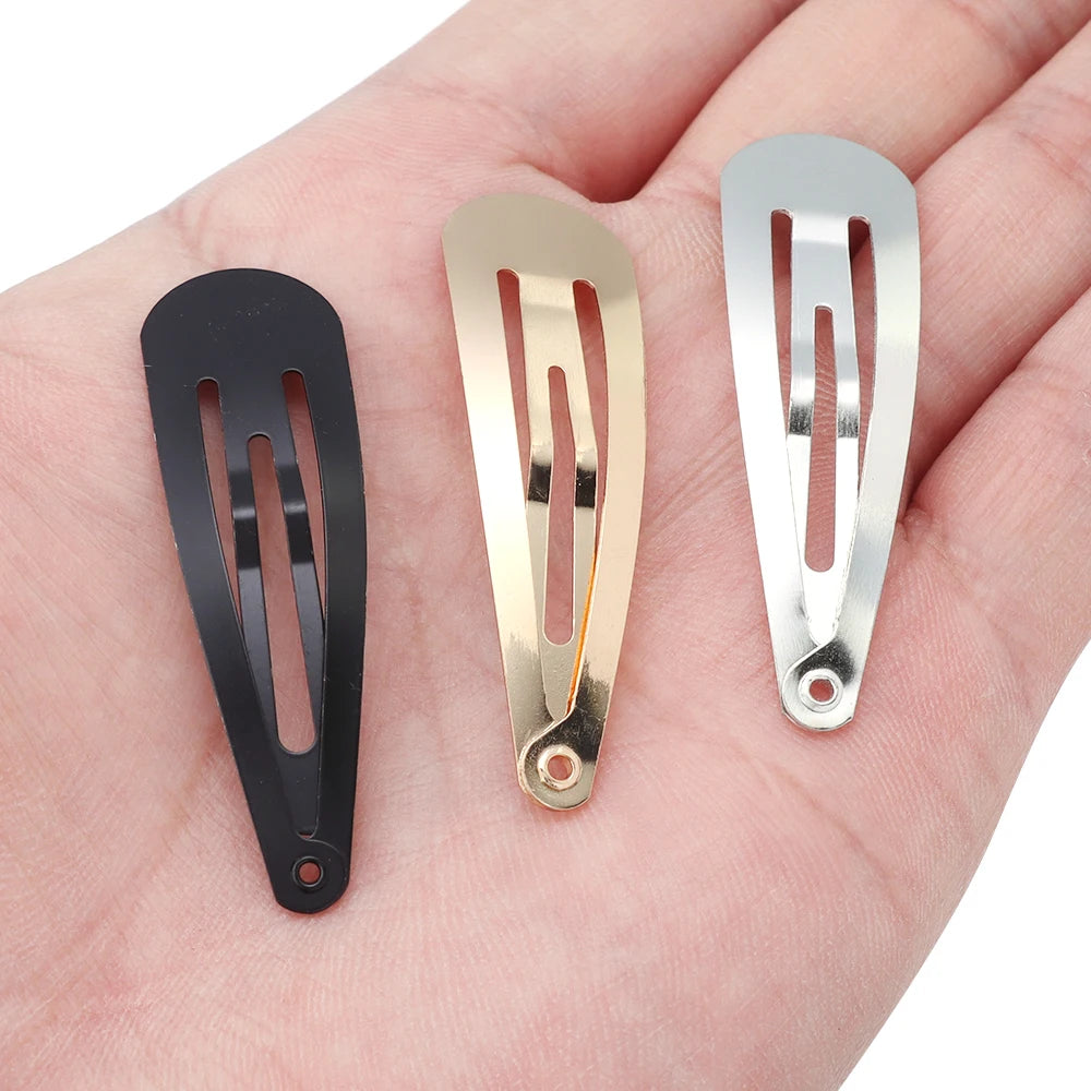 50pcs/lot Multiple Size Water Droplet Shaped Hair Clip For Girls Children DIY Hairpin Jewelry making Cute Hairgrips Accessories