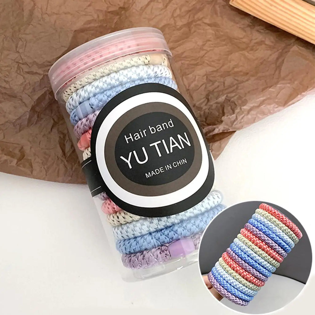 15 pcs of woven high elasticity hair bands for women's hair tie basic rubber bands thickened high ponytail headband accessories
