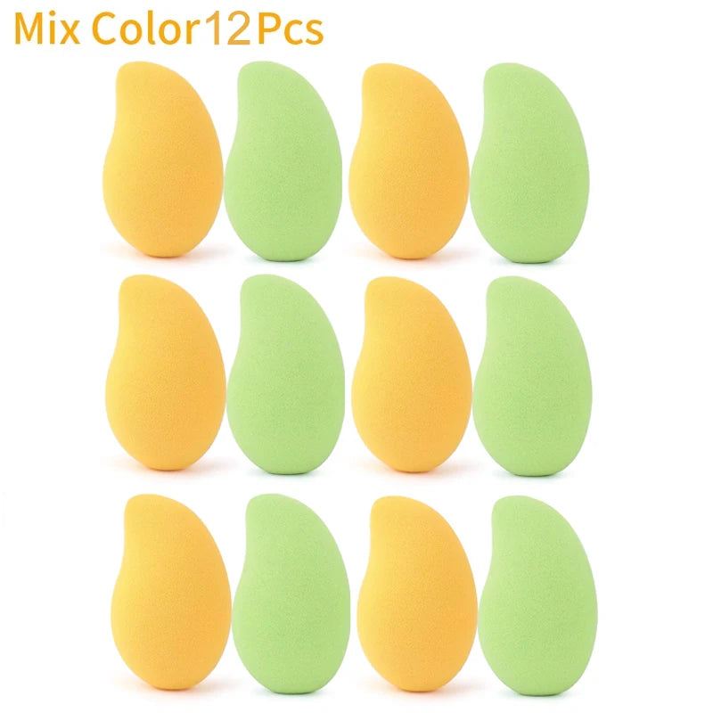 12/2pcs Mango Shape Soft Makeup Sponge Face Beauty Cosmetic Powder Puff For Foundation Concealer Cream Make Up Blender Tools