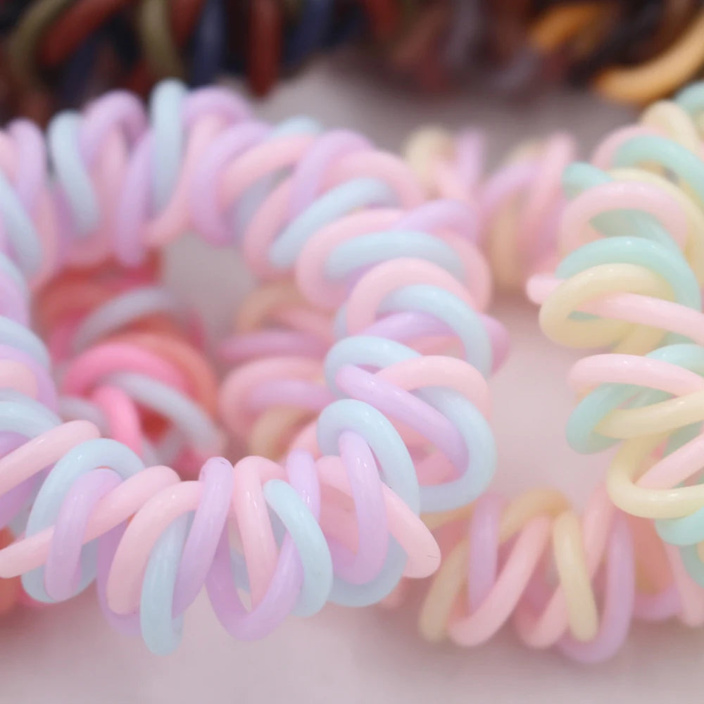 5Pcs/set New Fashion Matt Solid Telephone Wire Elastic Hair Band Frosted Spiral Cord Rubber Band Hair Tie Stretch Head Band Gum