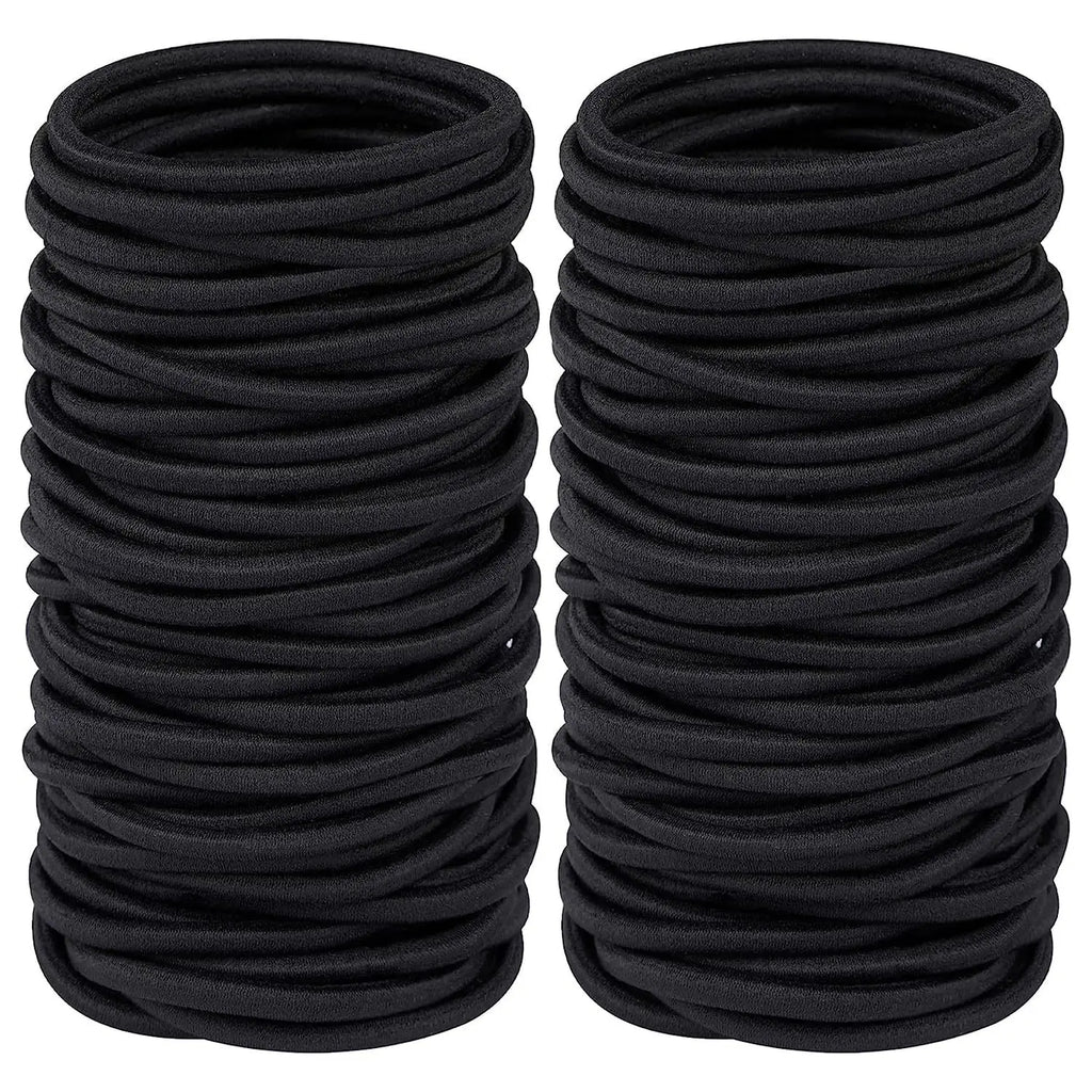 10/50pcs 4mm Mix Color Black No Damage Elastics Hair Ties Bands Leagues Pony Tails Holders for Men Women Girls and Boys Bulk