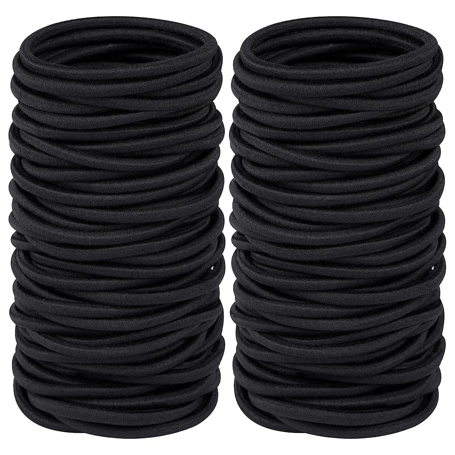 10/50pcs 4mm Mix Color Black No Damage Elastics Hair Ties Bands Leagues Pony Tails Holders for Men Women Girls and Boys Bulk