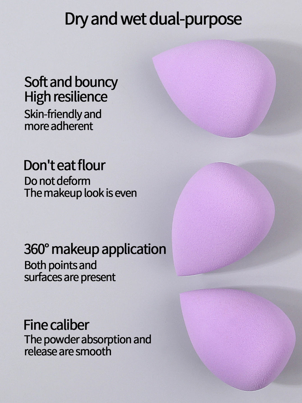 2-100PCS Clove purple Makeup Egg Dry and wet dual-purpose sponge egg Foundation and concealer special makeup powder puff
