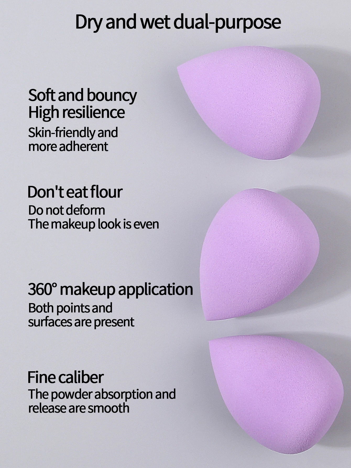 2-100PCS Clove purple Makeup Egg Dry and wet dual-purpose sponge egg Foundation and concealer special makeup powder puff