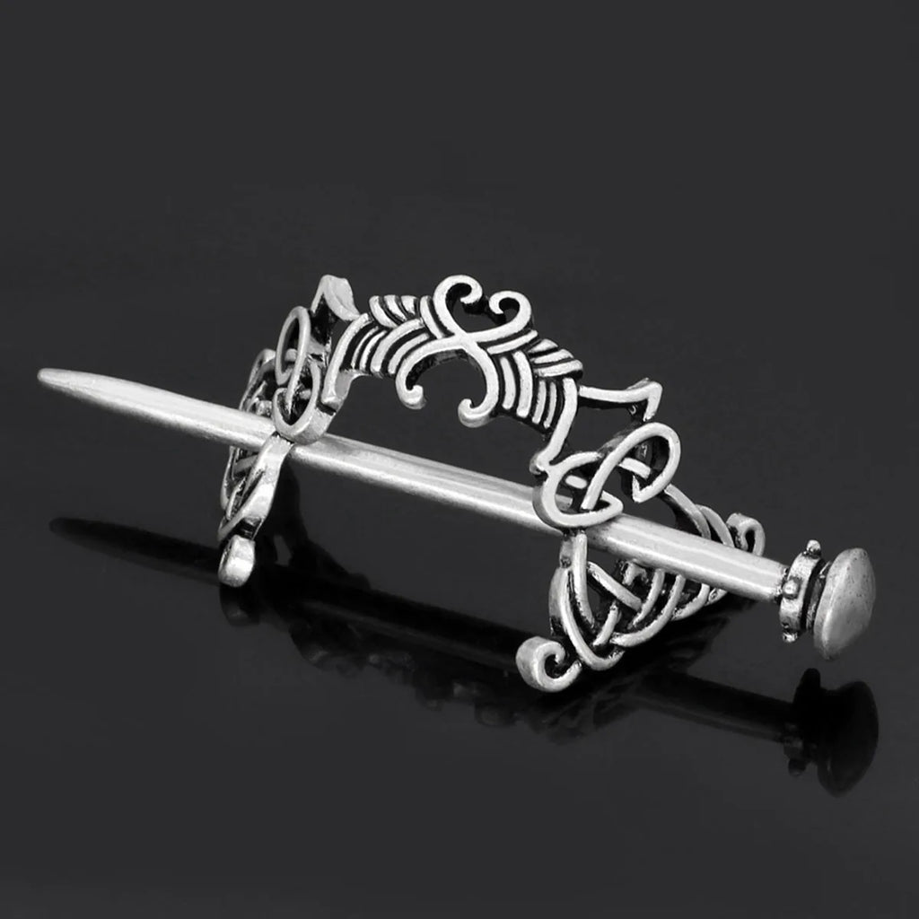 Viking Celtic Hair Clips Vintage Celtic Knot Hairpins Retro Silver Alloy Hair Sticks Viking Metal Celtic Hair Barrette Jewelry