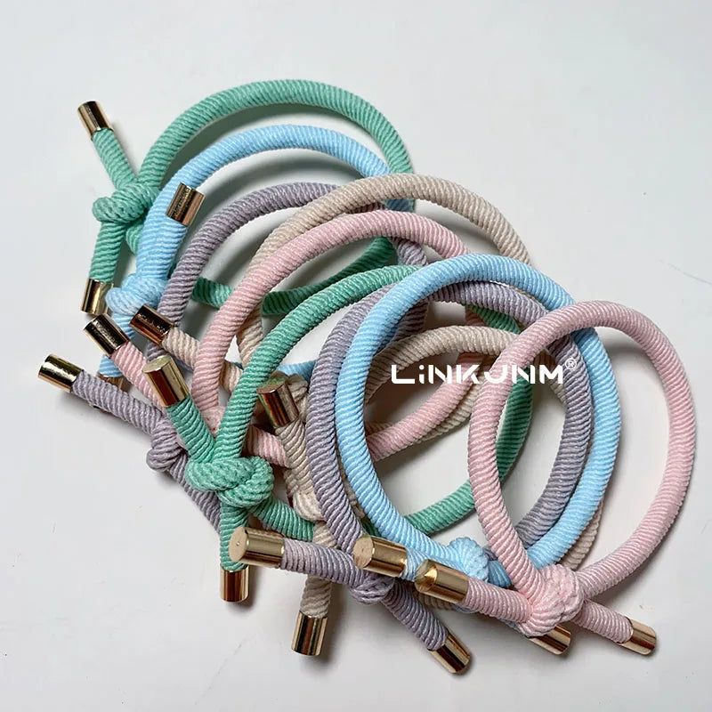 10PCS Women Trendy Elastic Hair Rubber Bands  Girls Hair Bands Hair Scrunchies Gold Plated  Hair Accessories Hair Gum/Tie/Holder