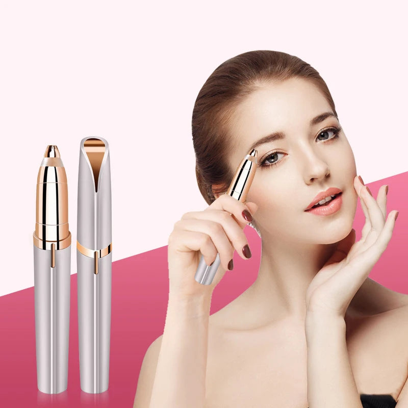 1PC Automatic Electric Eyebrow Trimmer for Beginners Nose Hair Shaver Brush Scraper with Battery （Self provided battery））