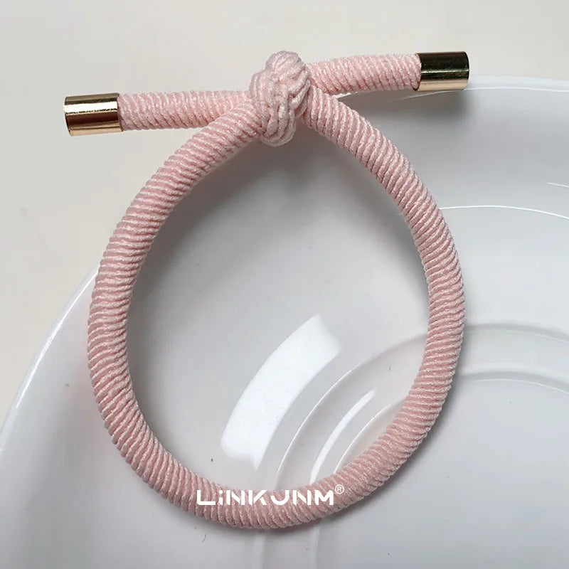 10PCS Women Trendy Elastic Hair Rubber Bands  Girls Hair Bands Hair Scrunchies Gold Plated  Hair Accessories Hair Gum/Tie/Holder