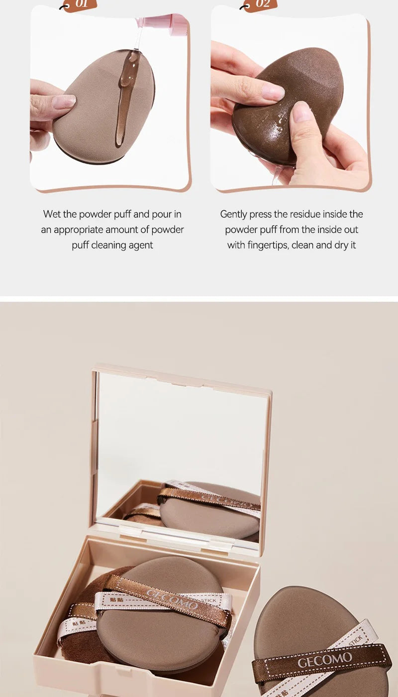 GECOMO Iced Americano Duo Star Powder Puff Set — Dual-Use (Dry & Wet), Ultra-Soft and Skin-Friendly, Ideal for Flawless Applicat