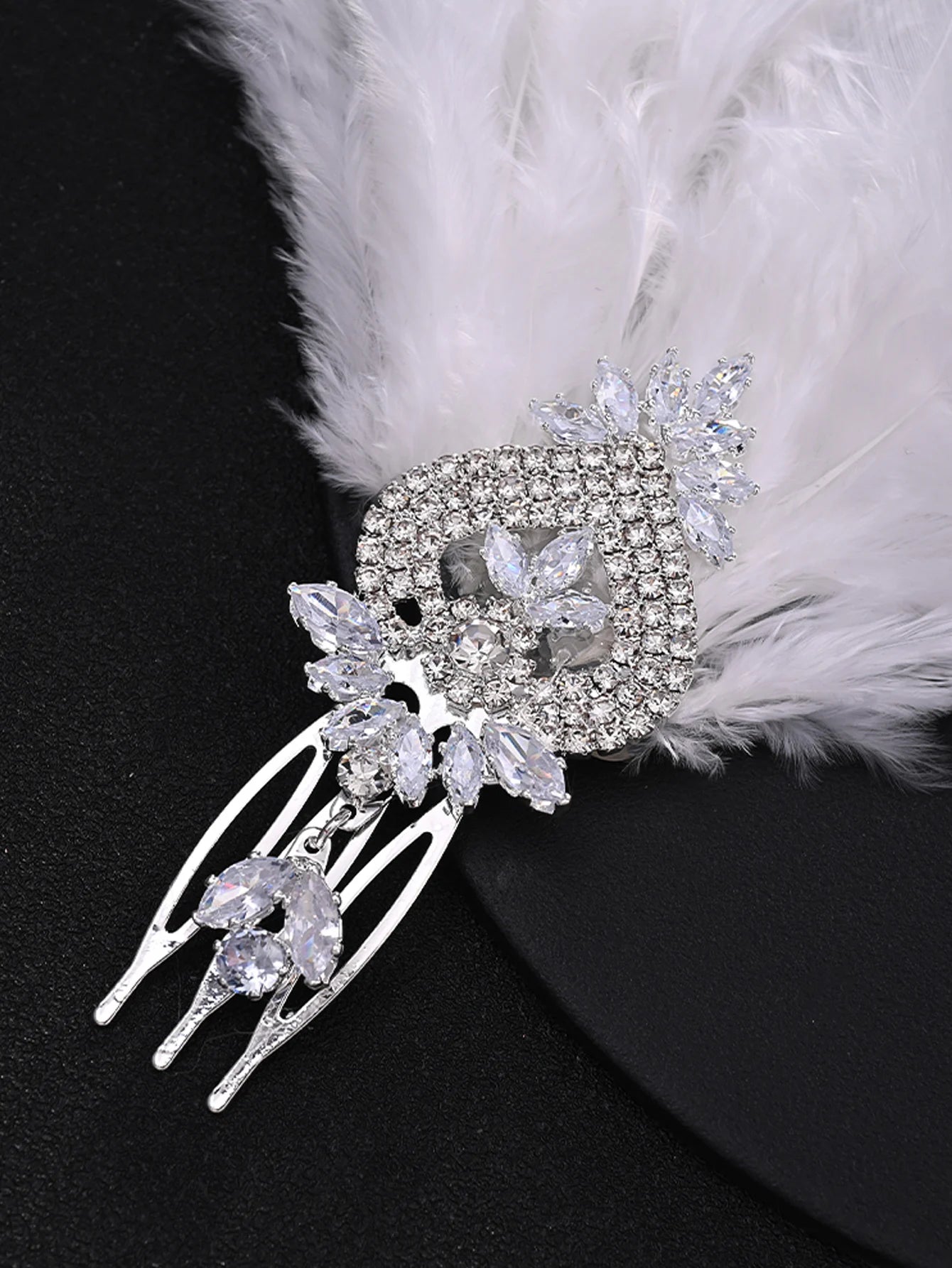 Trendy Fashion Rhinestone Feather Hairpin Side Clip Shiny Crystal Jewelry Hair accessories For Womne Masquerade Halloween