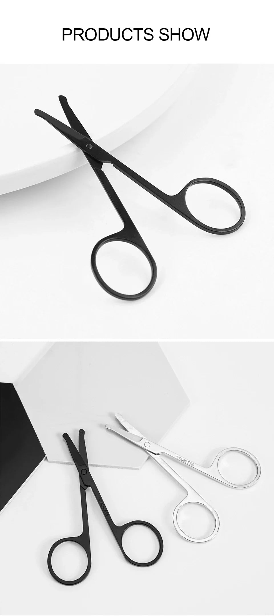 1PCS Eyebrow Trimmer Scissor New Stainless Steel Eyebrow Scissors with Comb,Portable Non Slip Professional Eyebrow Trimmer
