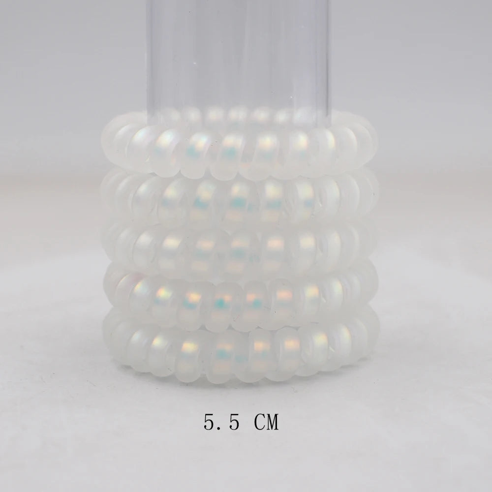 5Pcs/set New Fashion Matt Solid Telephone Wire Elastic Hair Band Frosted Spiral Cord Rubber Band Hair Tie Stretch Head Band Gum