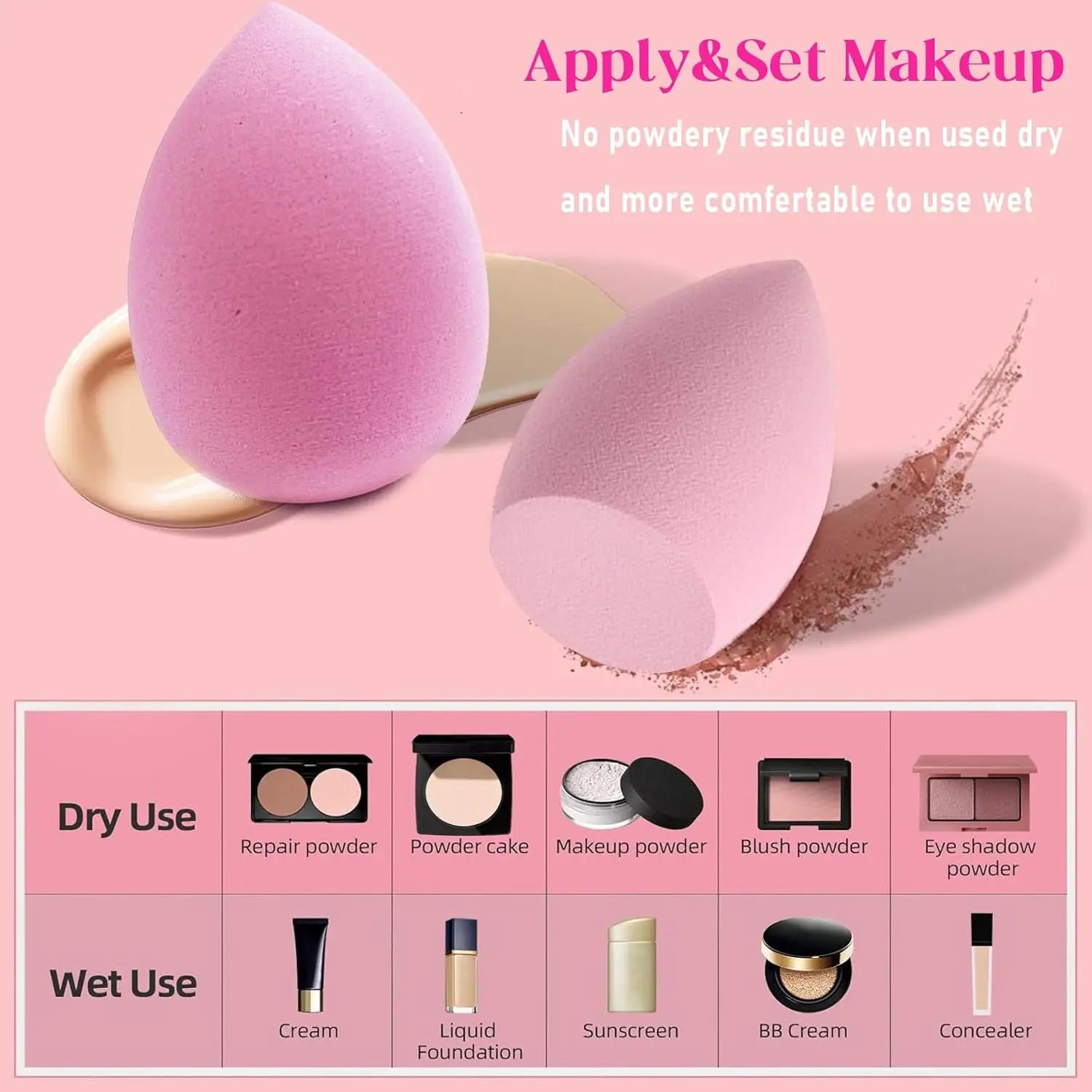 Makeup Sponge Set Blender Sponges 14/16Pcs for Liquid Cream, and Powder Latex Free Makeup Sponges Multi-colored Sponges