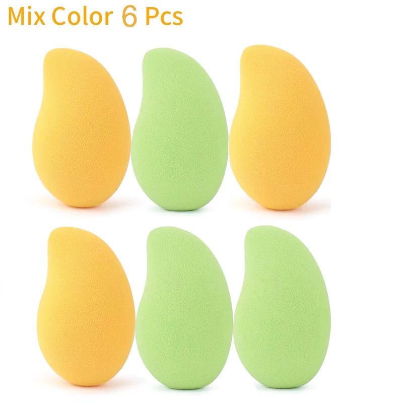 12/2pcs Mango Shape Soft Makeup Sponge Face Beauty Cosmetic Powder Puff For Foundation Concealer Cream Make Up Blender Tools